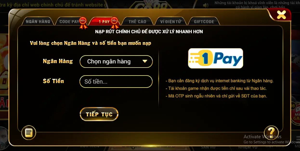 Nạp tiền Go88 - Lên vốn đơn giản và nhanh gọn