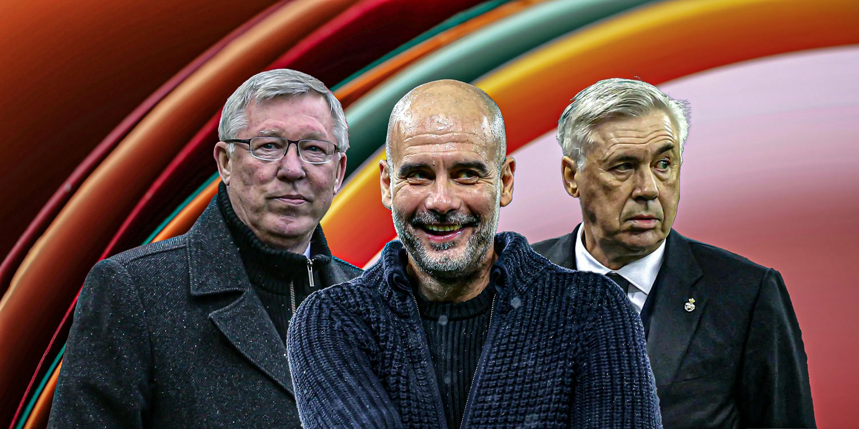 Các HLV huyền thoại Sir Alex Ferguson, Pep Guardiola và Carlo Ancelotti trong bài viết xếp hạng