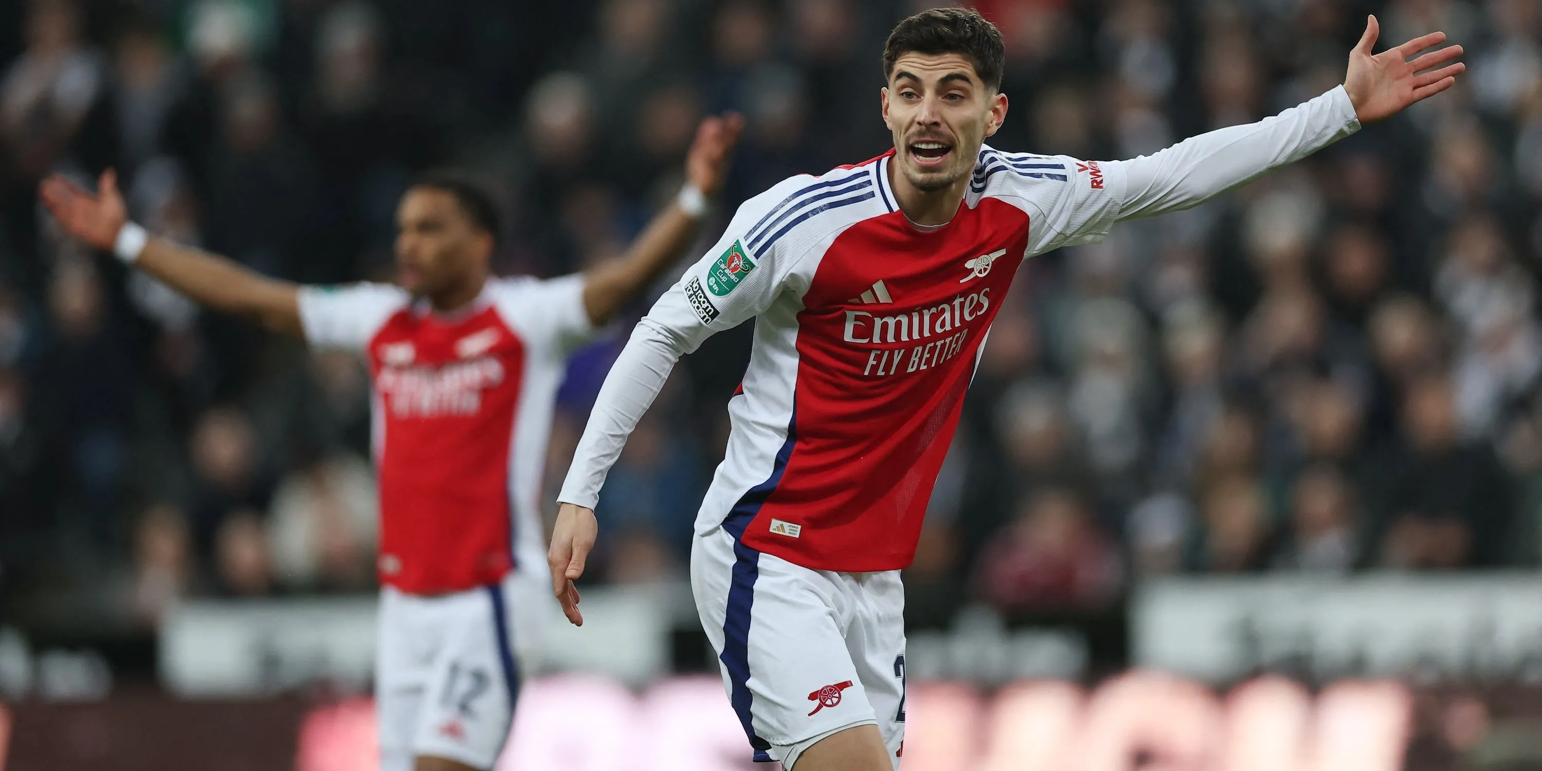 Kai Havertz ăn mừng hoặc thể hiện cảm xúc khi thi đấu cho Arsenal