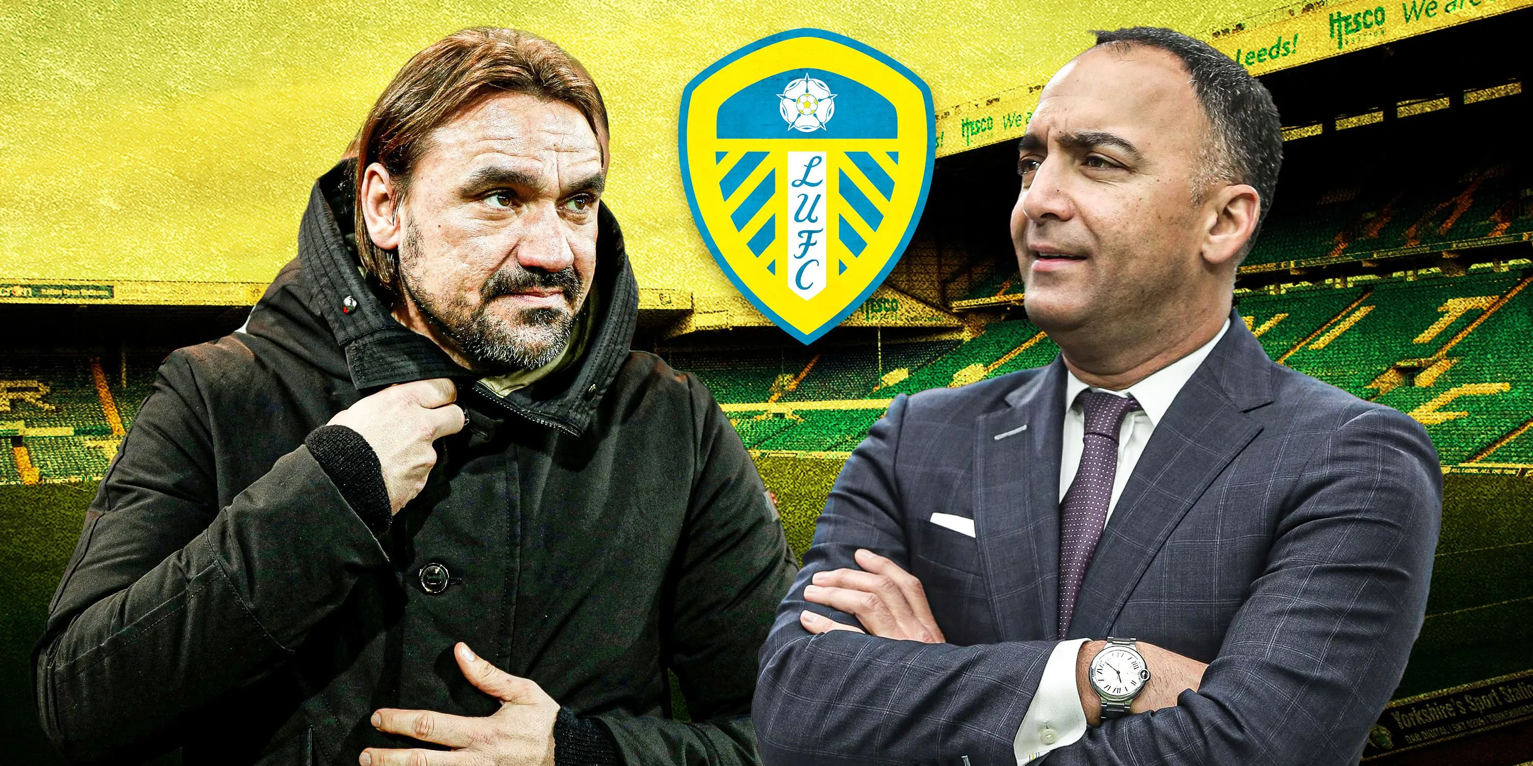 Huấn luyện viên Daniel Farke và chủ tịch Leeds United Paraag Marathe thảo luận về chiến lược chuyển nhượng