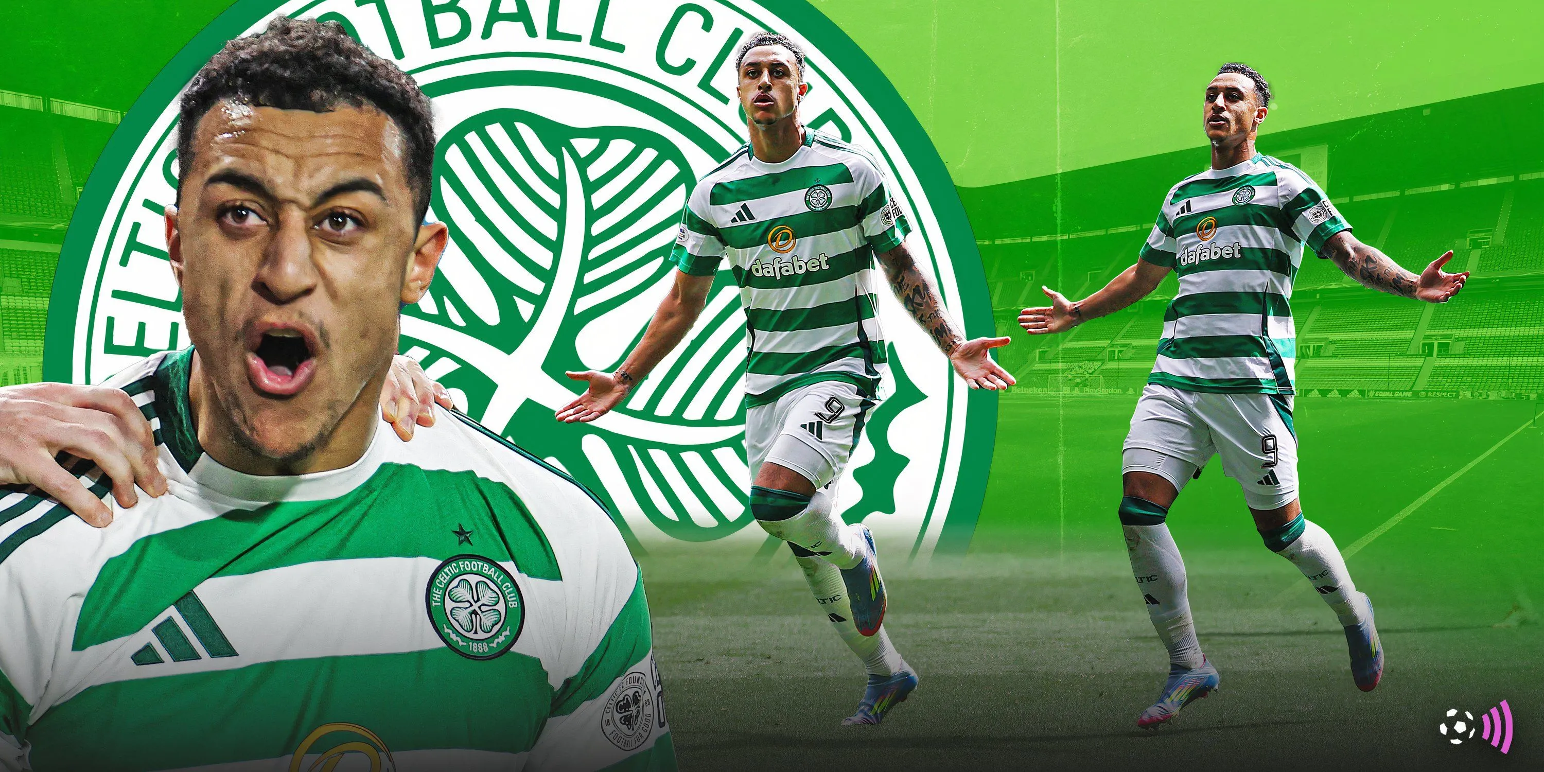 Adam Idah và HLV Brendan Rodgers của Celtic trên sân