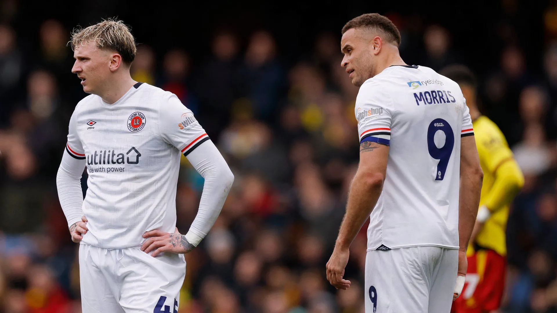 Alfie Doughty cùng đồng đội cũ Carlton Morris khi còn khoác áo Luton Town