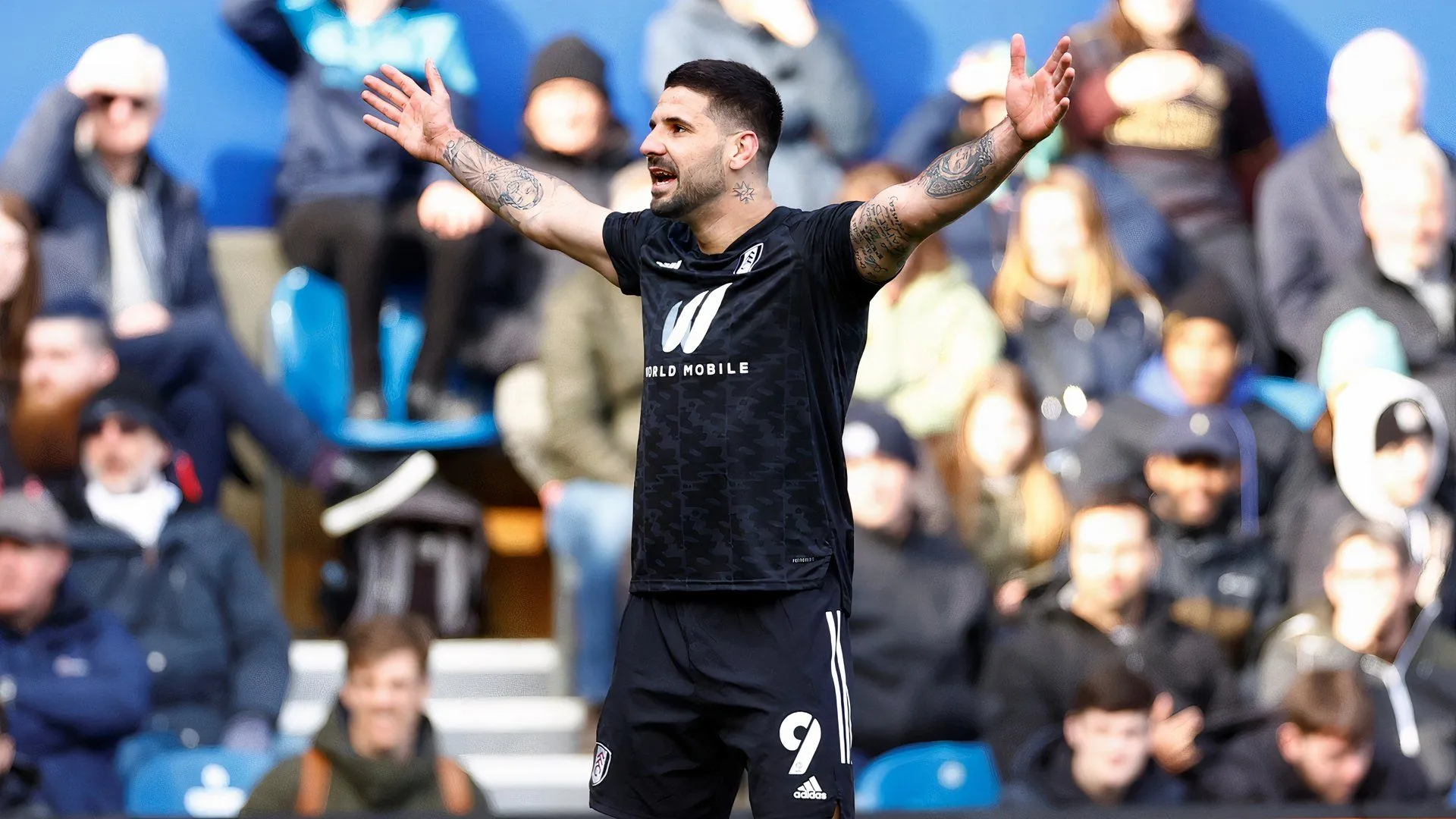 Tiền đạo Aleksandar Mitrovic, mục tiêu tin đồn của Birmingham City, với áo đấu Fulham tại Championship Anh
